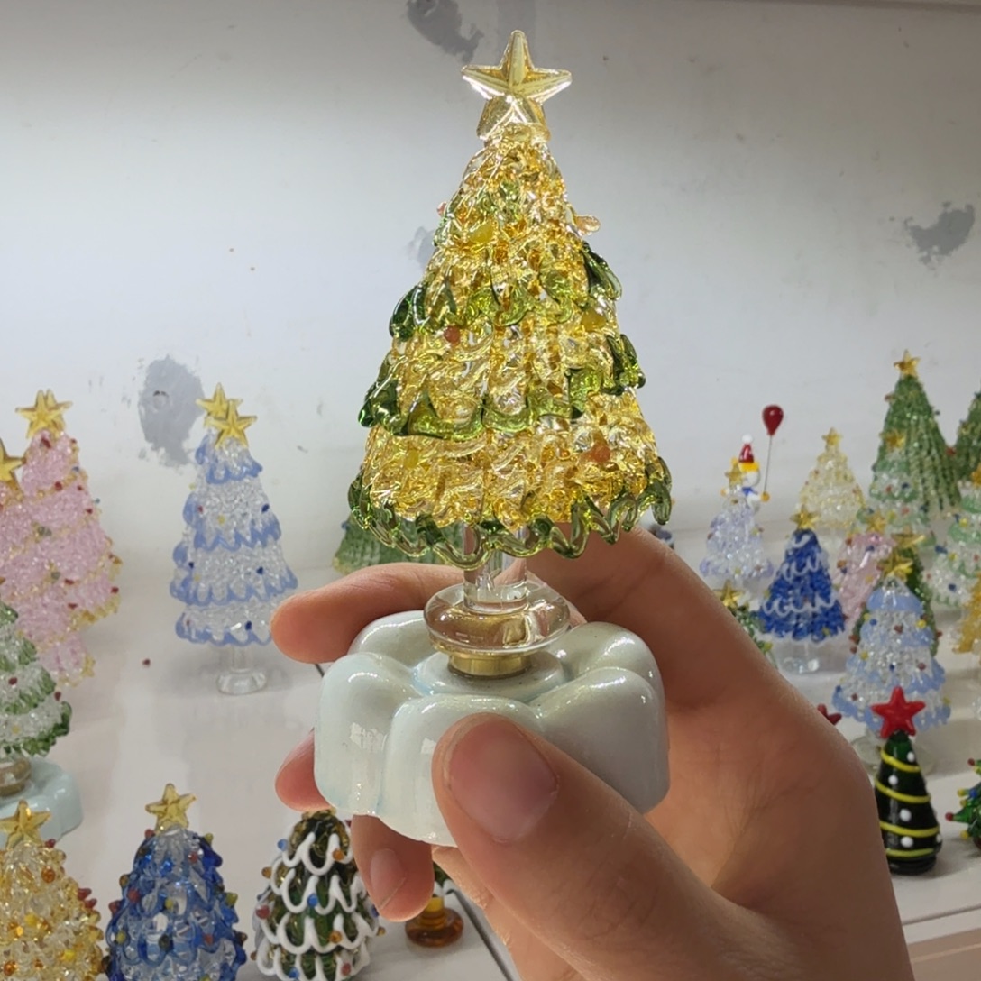 琉璃手工艺品旋转圣诞树