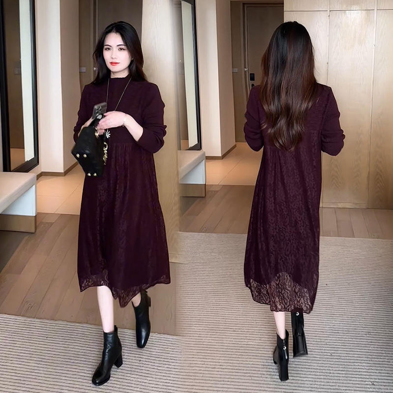 秋冬季连衣裙妈妈高级洋气新款女中年大码气质配大衣打底针织裙子