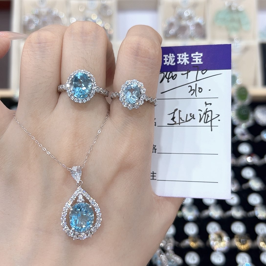 芙蓉石戒指银S925镶嵌都****海戒指