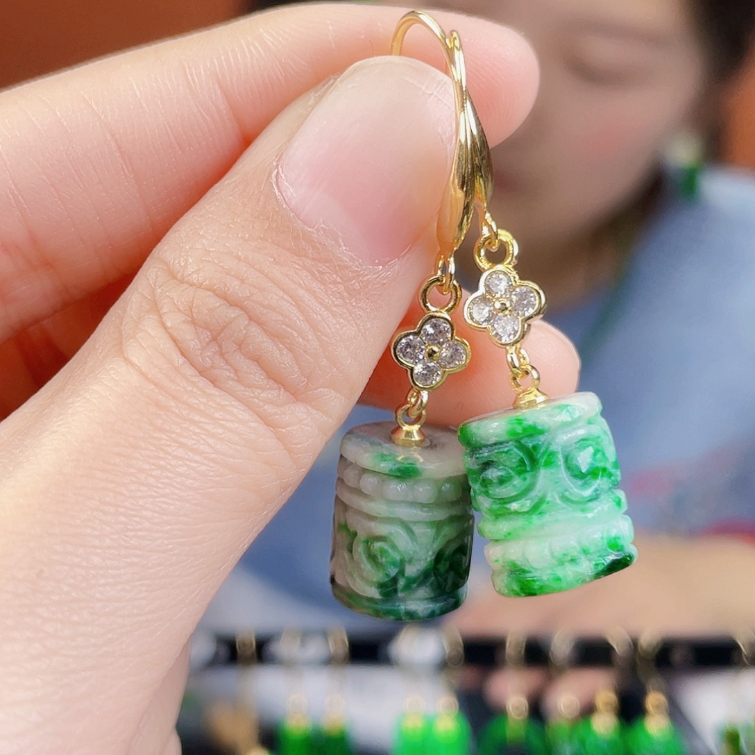 翡翠未镶嵌耳饰饰品