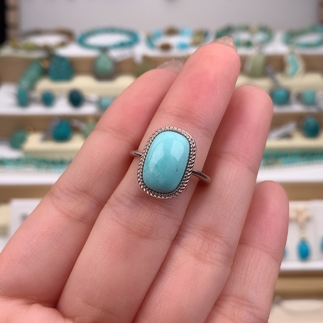 绿松石银S925镶嵌戒指