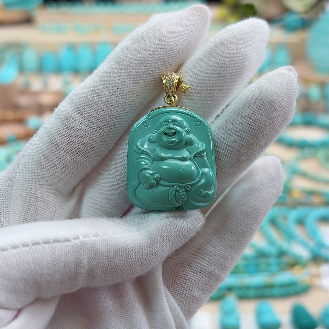 绿松石18K金镶嵌珠宝奇石