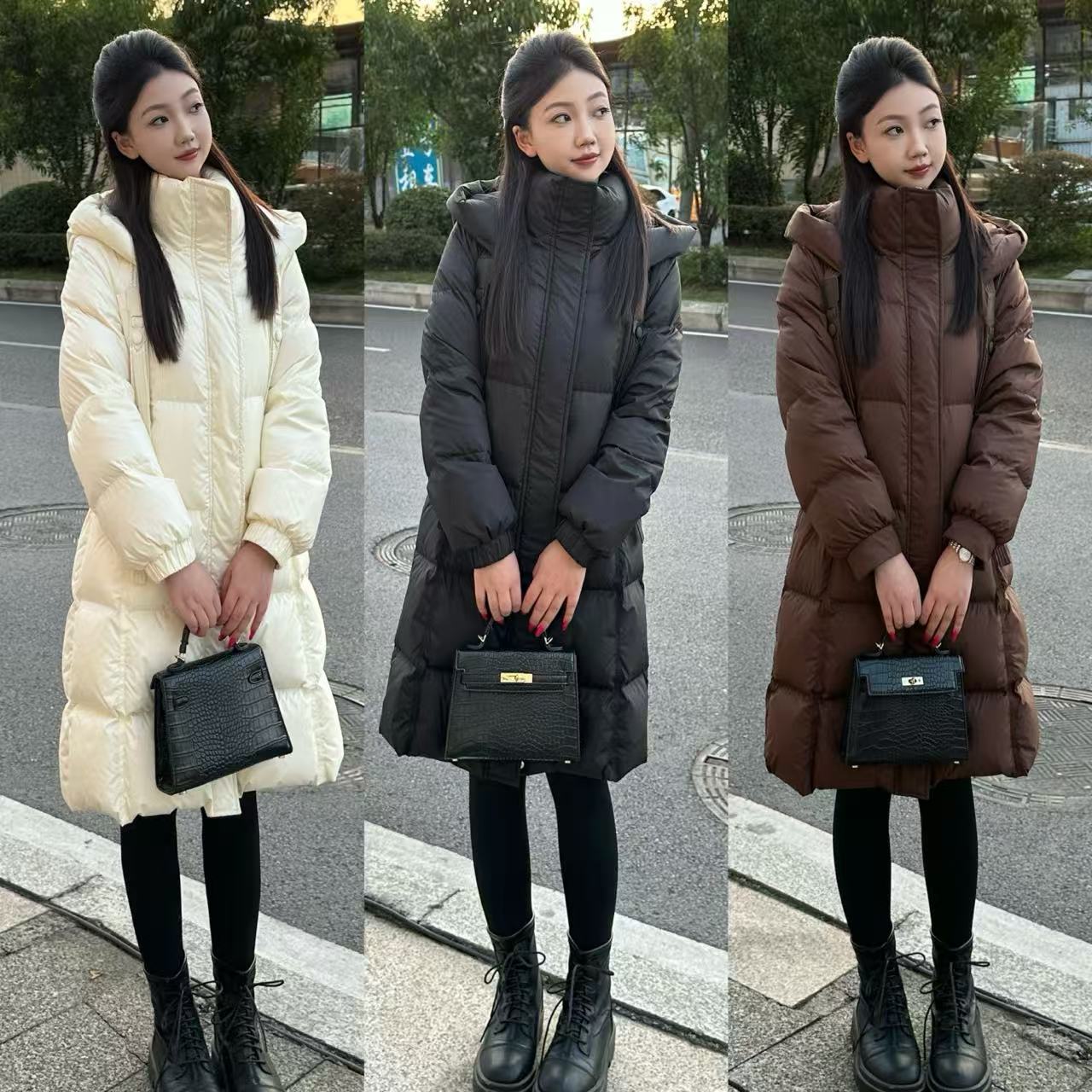 【慕尼黑17】琳琳小个子新款90白鸭绒飘带百搭简约羽绒加厚外套