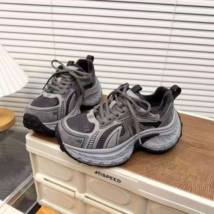 【9918】加绒复古厚底增高老爹鞋