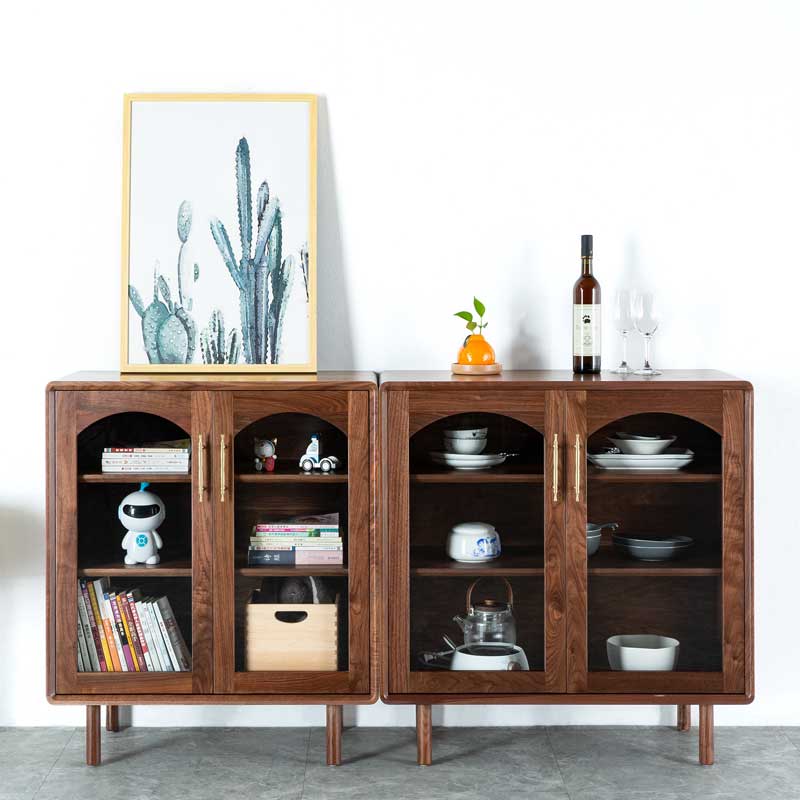 园丰中古风北美黑胡桃木玄关柜餐边柜80-90-100