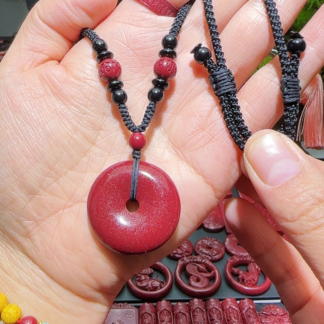 天然辰砂高含量紫金砂大号平安扣