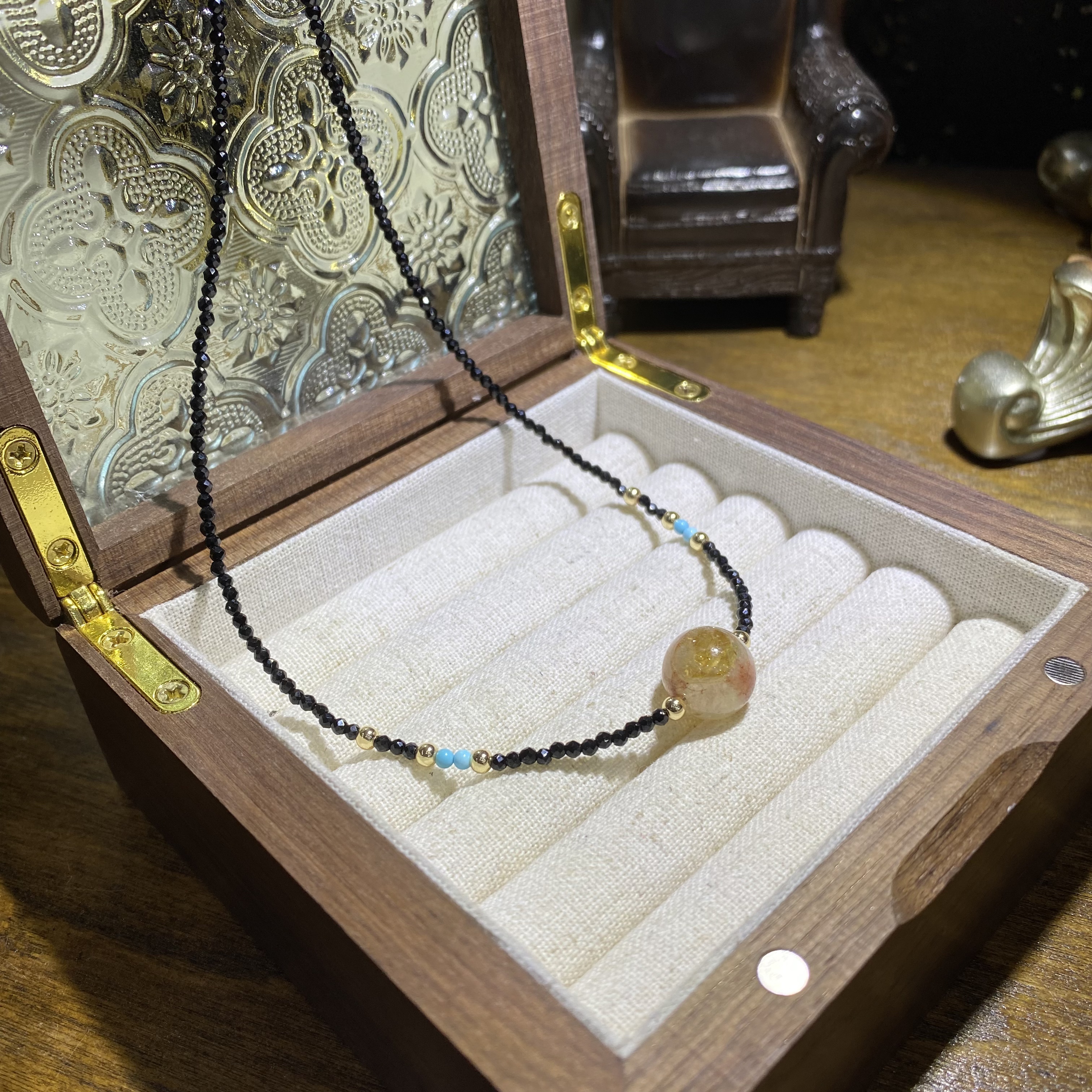 天然老矿料黄塔晶黄水晶锁骨链项链-多样性发其一V258