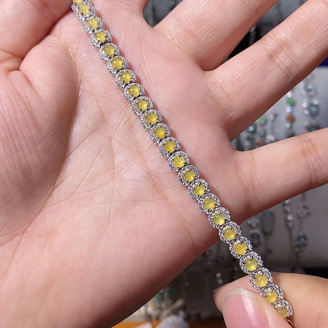 翡翠银S925镶嵌手链