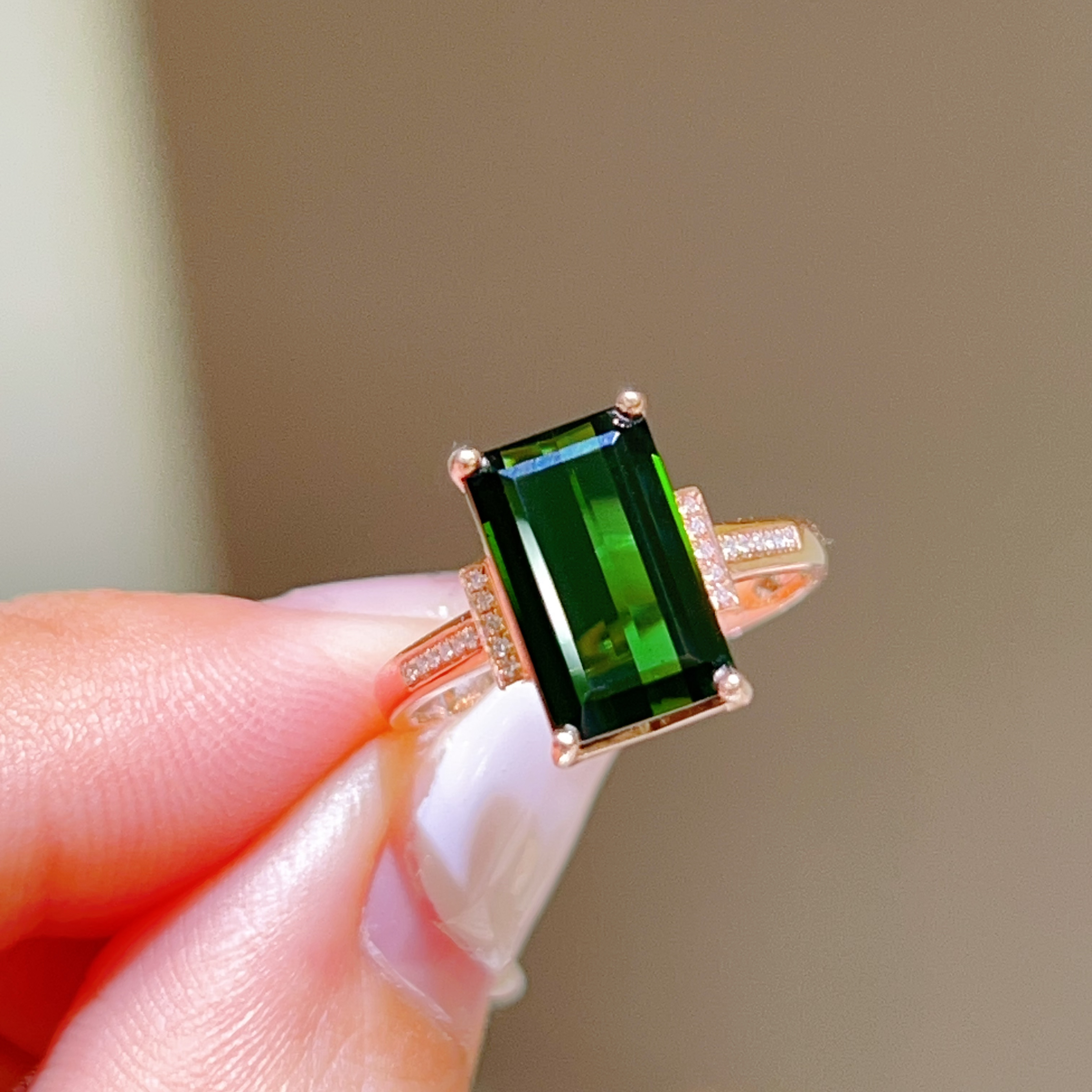 3.87ct 18k玫瑰金碧玺戒指 3950