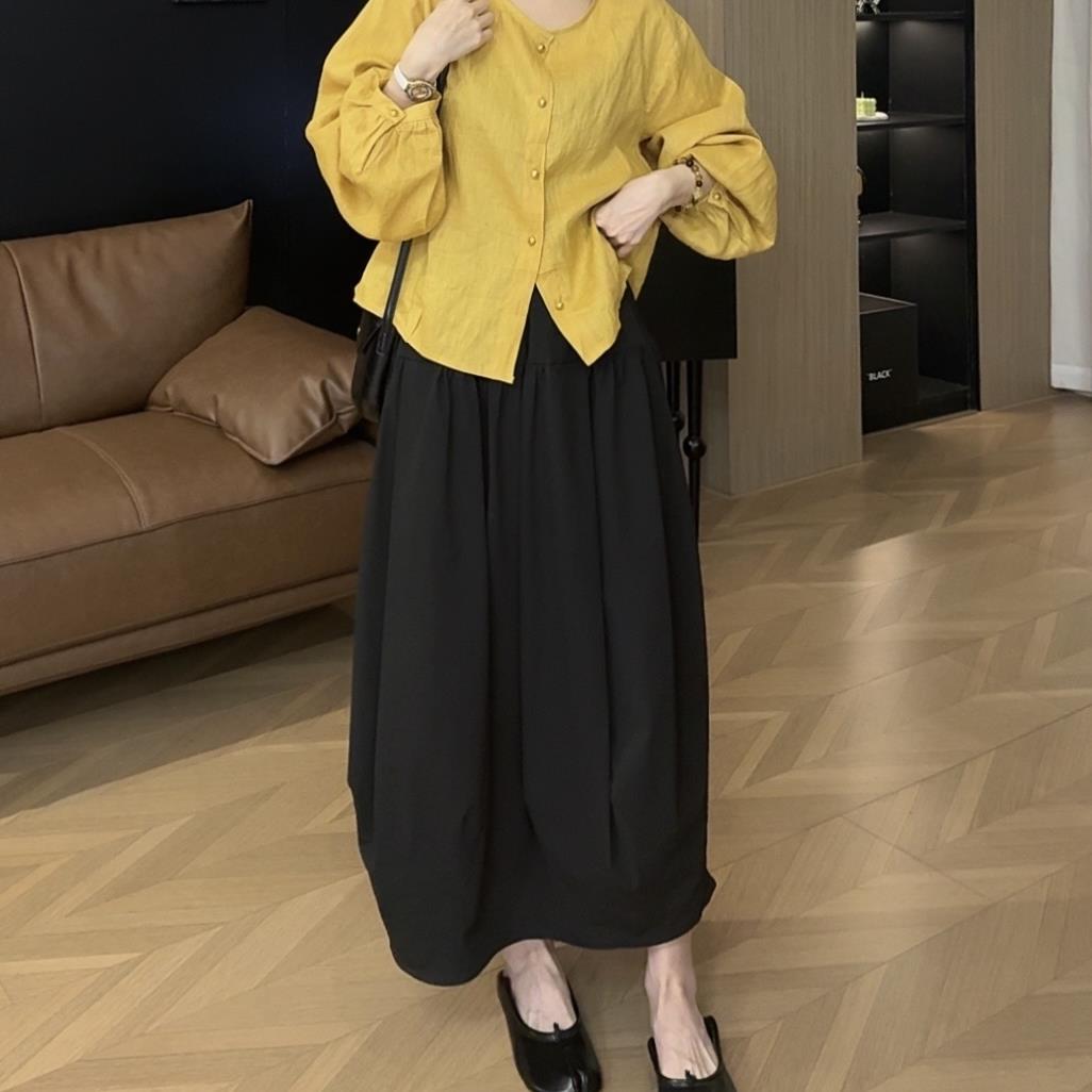 清货价【薇薇绮】肌理感高腰显瘦松紧半身裙百搭长裙2025新款 D322