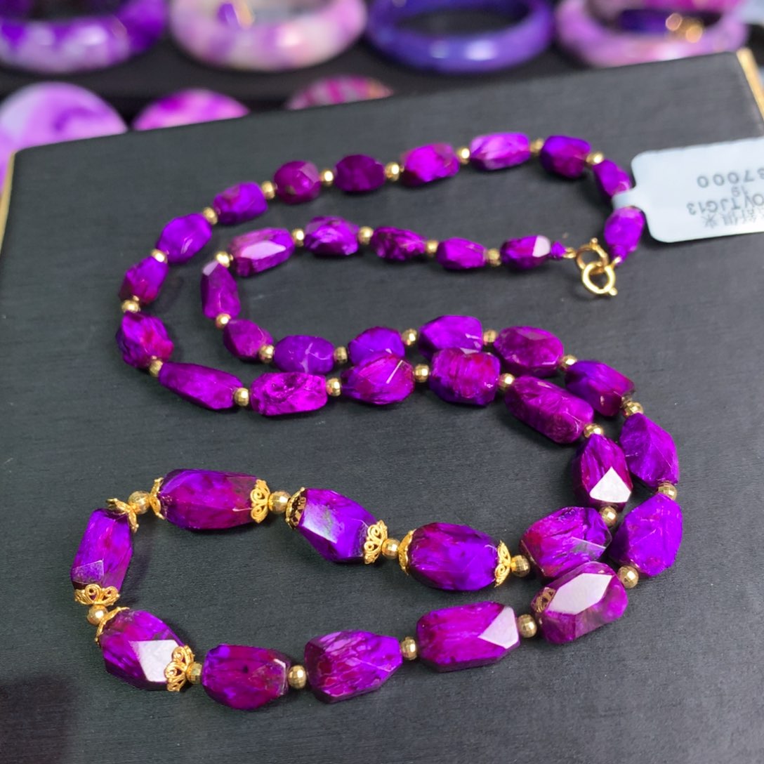 苏纪石（舒俱来）果酱丝绒项链18k18K金镶嵌