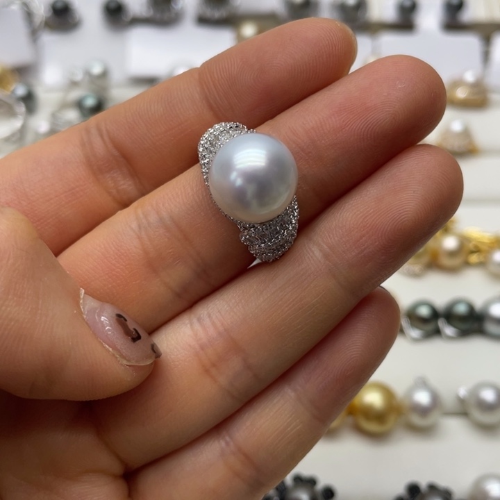 海水珍珠戒指银S925镶嵌