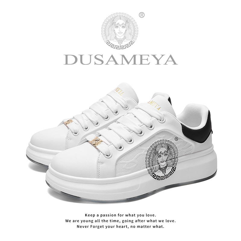 DUSAMEYA/杜莎米娅冬季男鞋情侣休闲板鞋小白鞋百搭厚底增高潮鞋