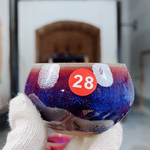 杯生**花原矿釉手工制作钧瓷