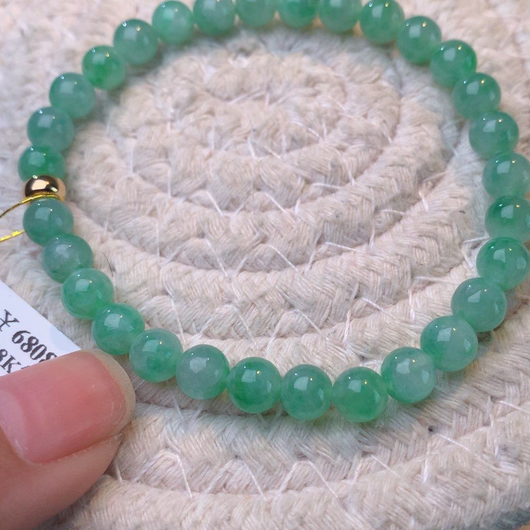 翡翠散珠冰绿手串