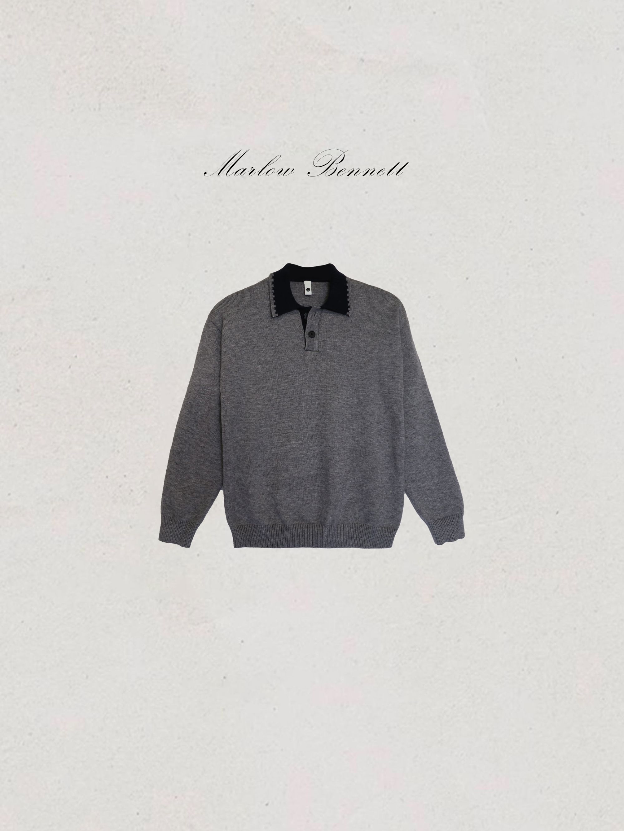 2025厚款撞色长袖POLO领针织毛衣毛衣时尚翻领秋冬打底老钱风纯色