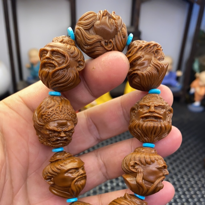 2.1上古十大封神雕刻好手串大尺寸沉水核不是橄榄核黄金树沉水核