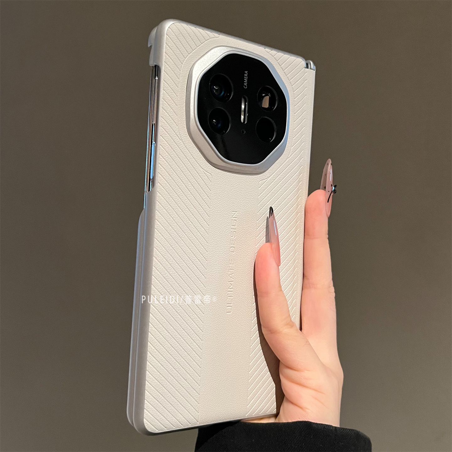 ins风白色皮纹适用华为MateX6X5X3典藏版折叠屏手机壳高档轻奢风