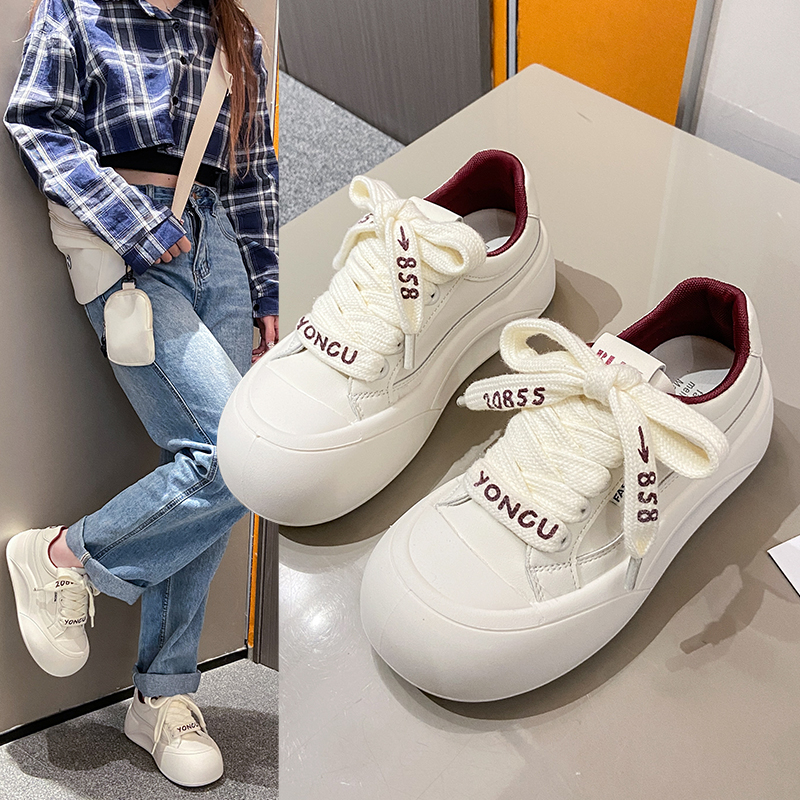 贝壳头小白鞋女厚底板鞋韩版休闲鞋百搭学生ins运动春季女鞋系带