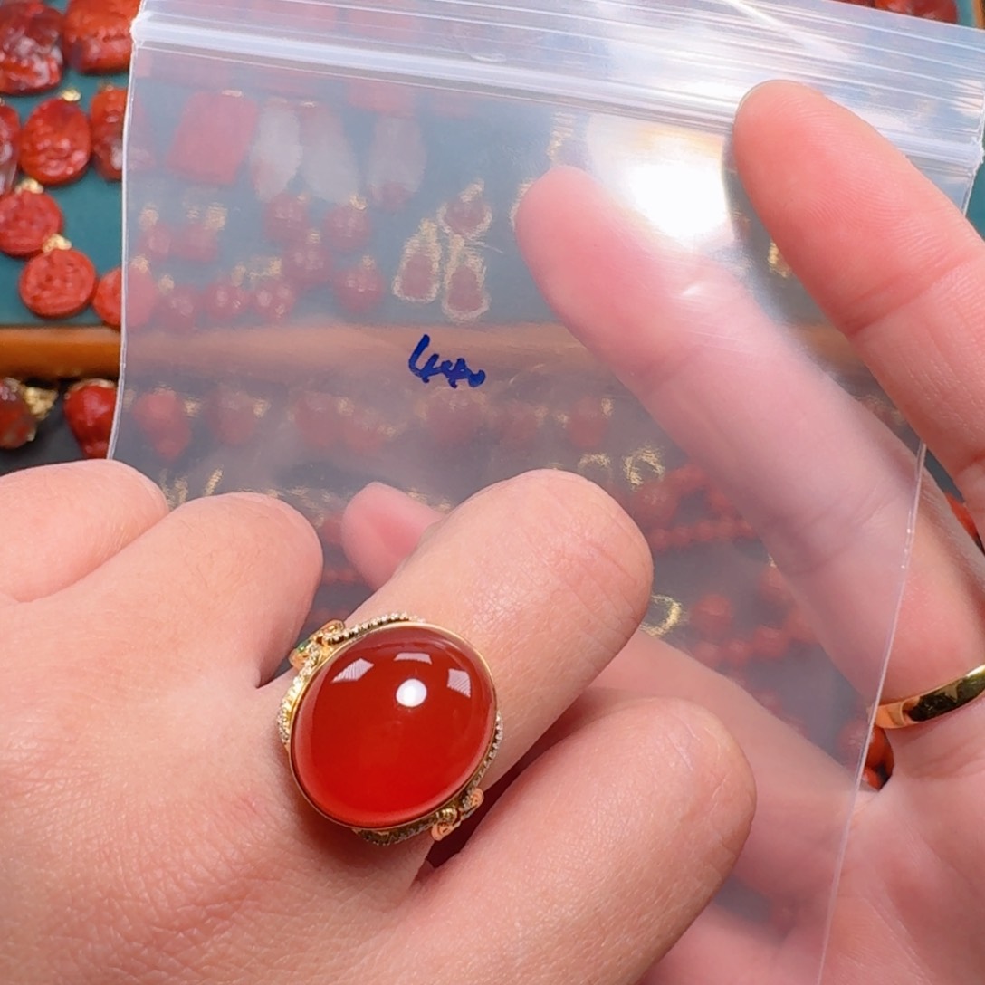 南红玛瑙南红18K金镶嵌