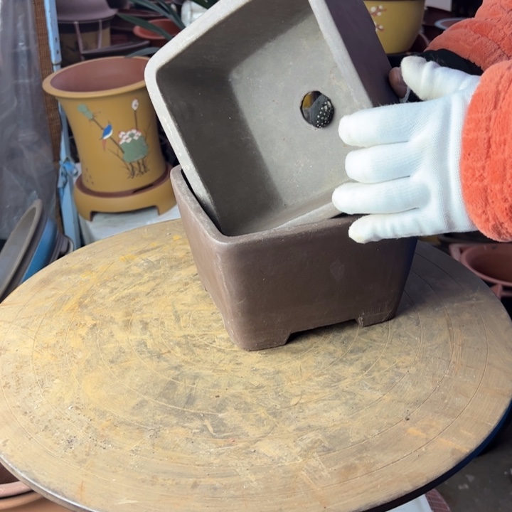 紫砂宜兴紫砂花盆四方17+17