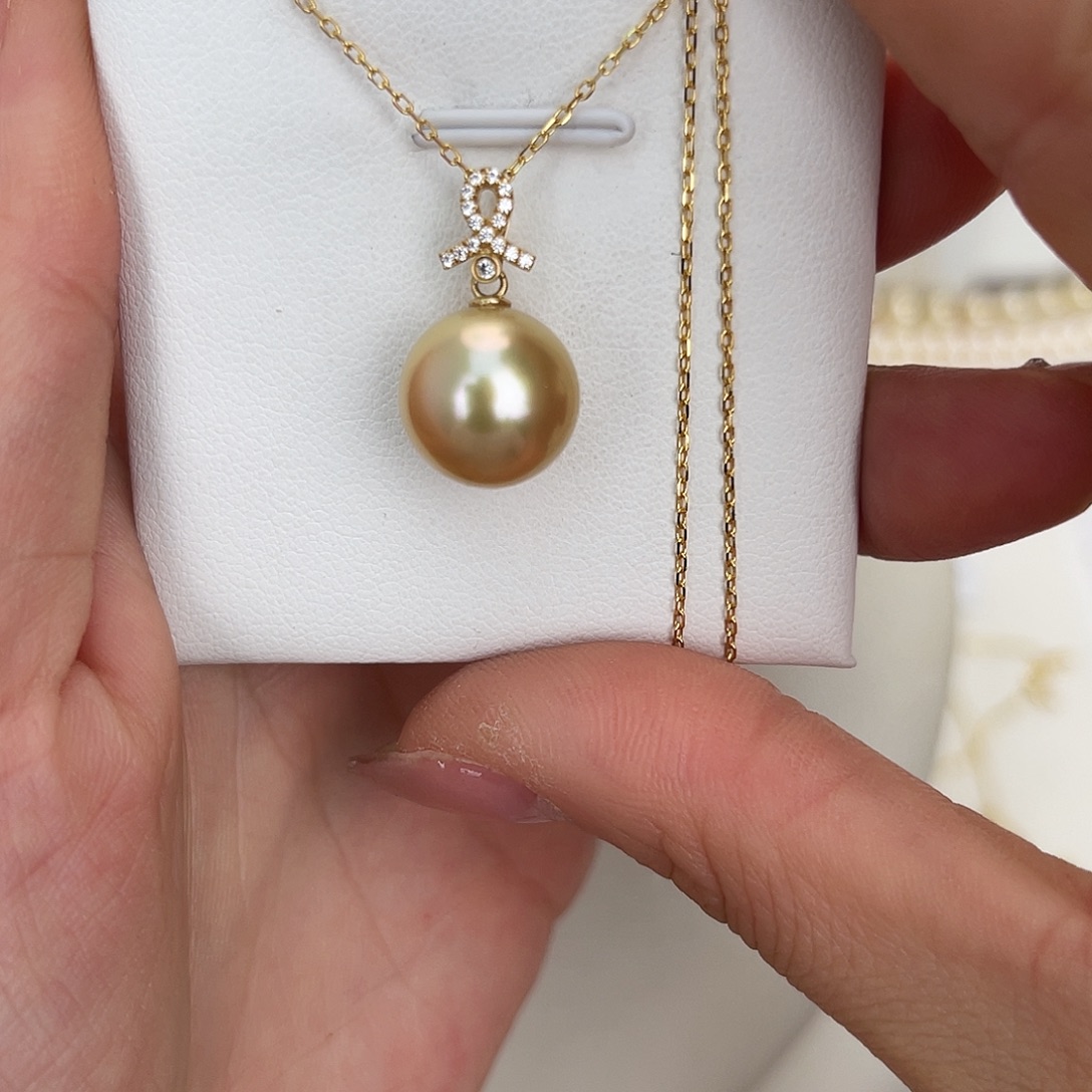 海水珍珠18K金镶嵌颈饰12mm