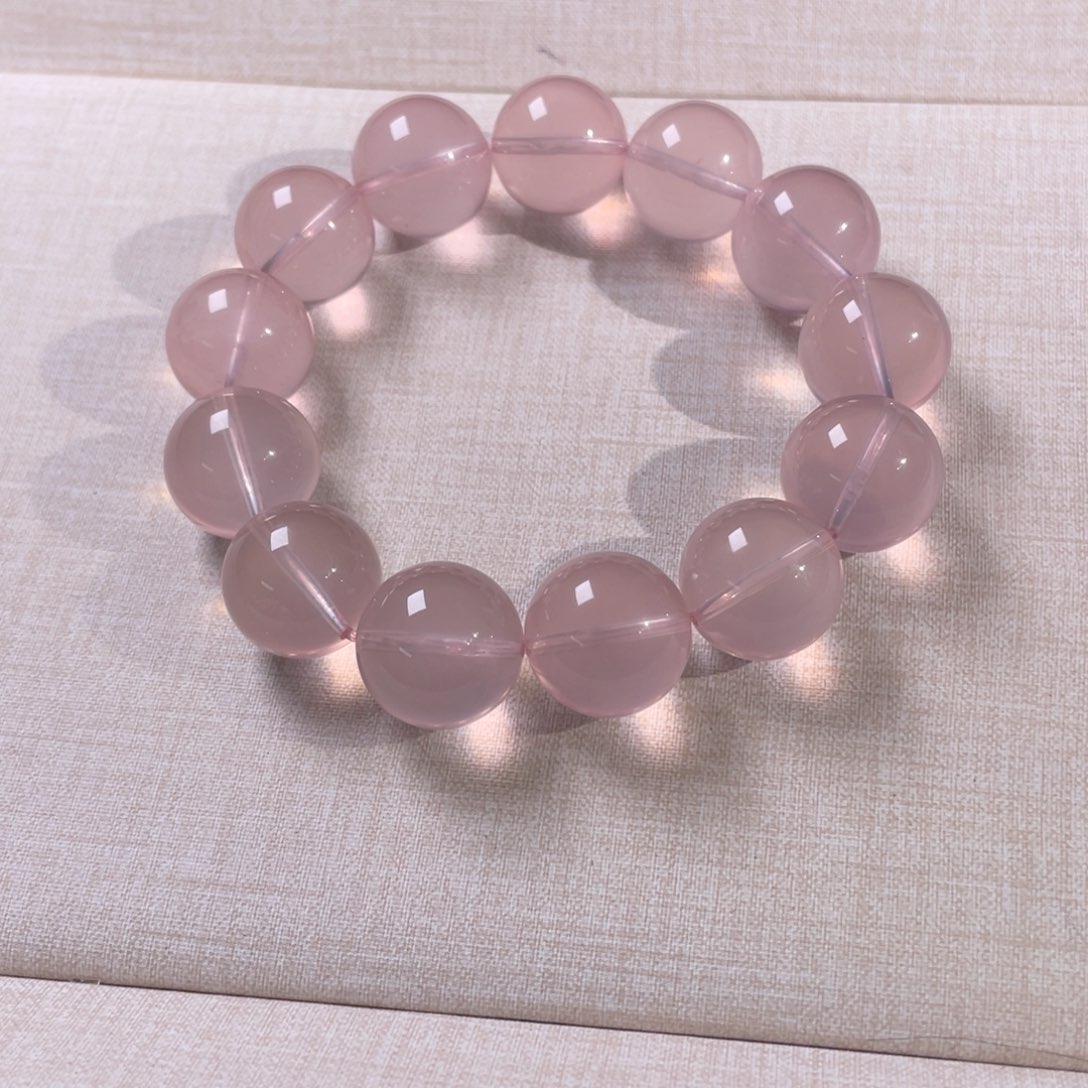 未镶嵌芙蓉石手链粉水晶手串卡16mm