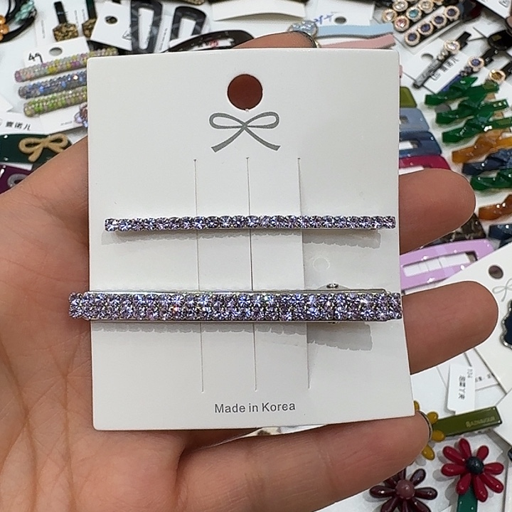 皮质铁合金紫色满钻一字