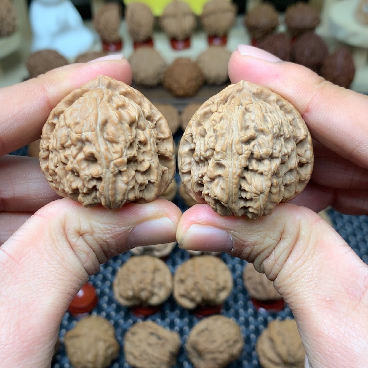 【闪购商品】文玩核桃把件全品37白狮子头三角白