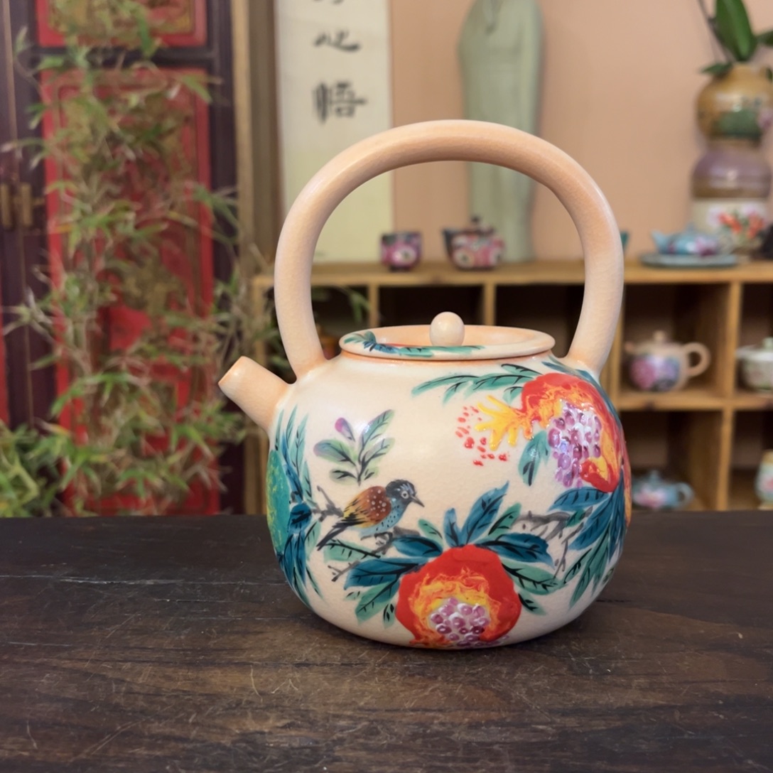 柴烧纯手工手绘陶瓷
