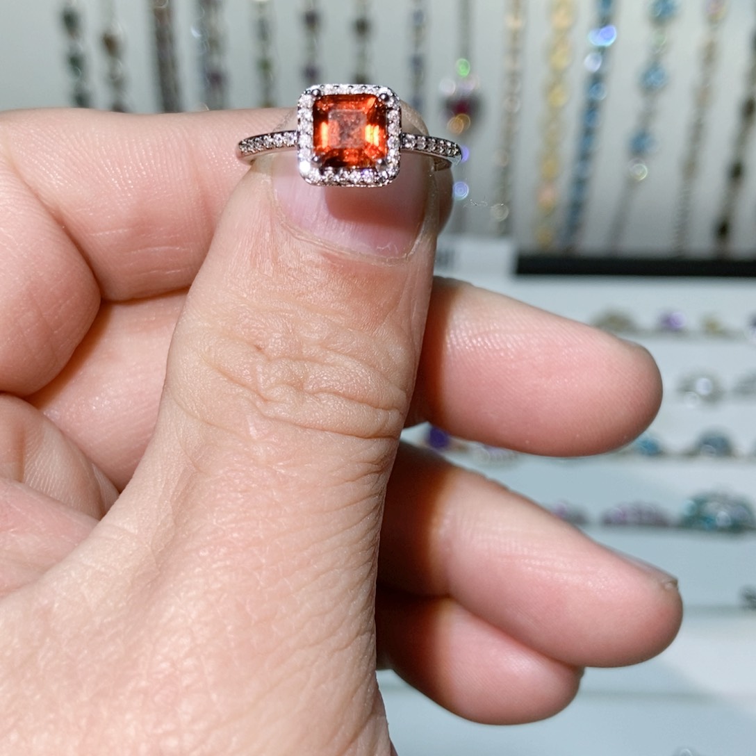 绿水晶戒指银S925镶嵌