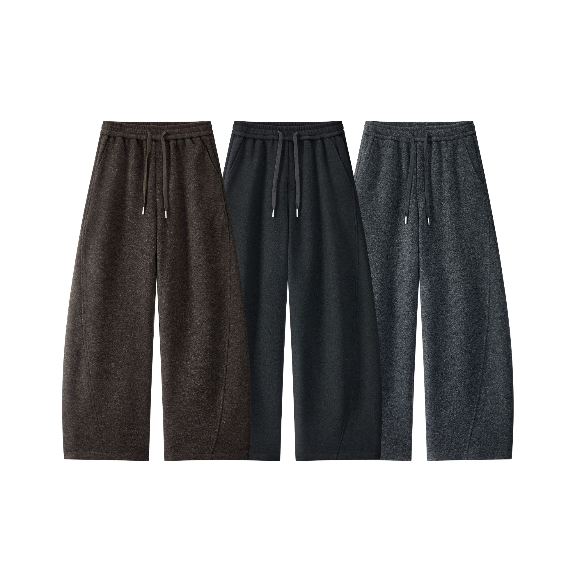 羊毛加厚垂感慵懒松弛感阔腿裤子男女冬季休闲运动裤宽松保暖卫裤