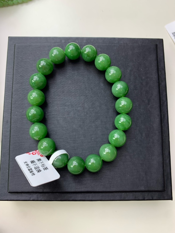 和田玉碧玉卡9.8手串无黑无裂