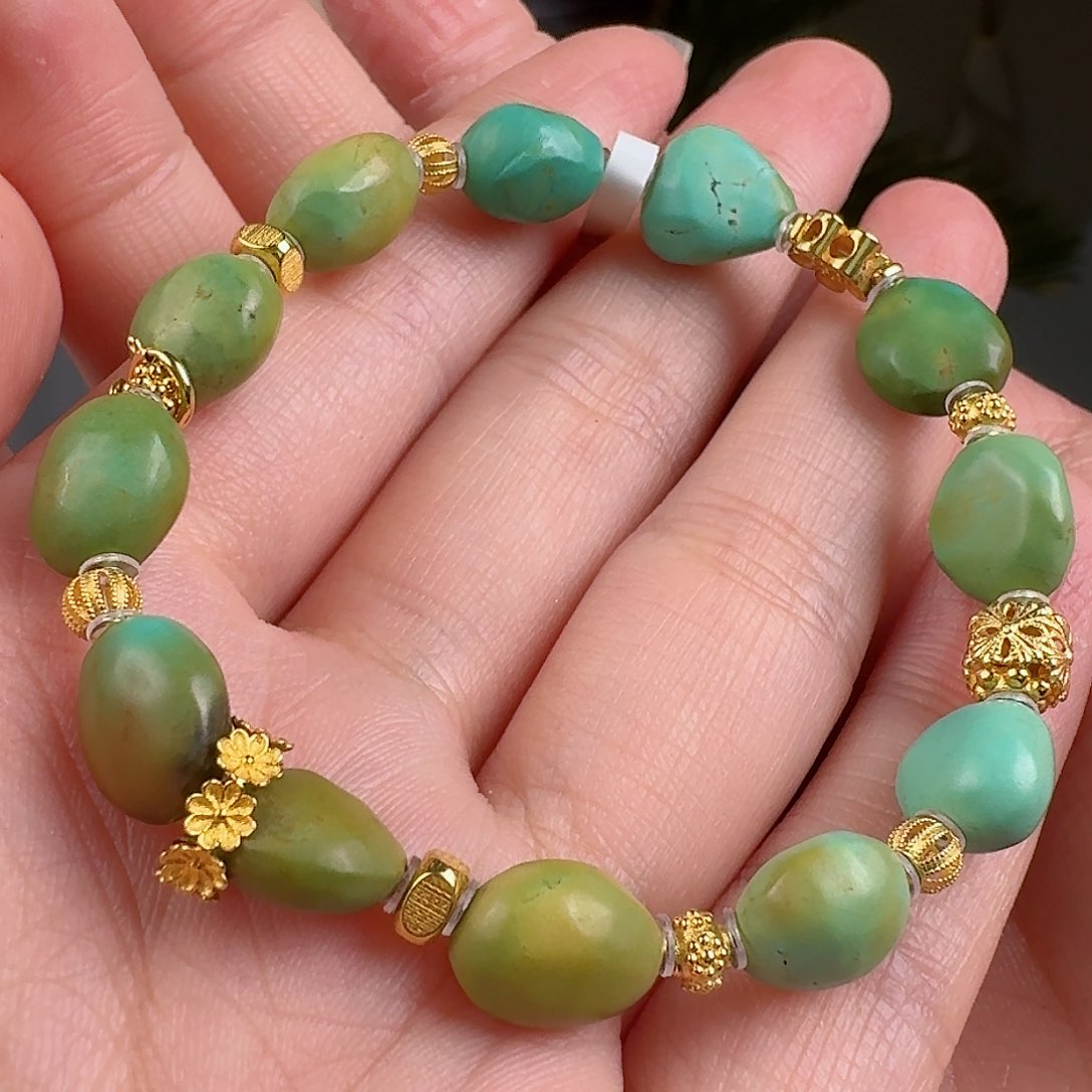 绿松石珠宝奇石18K金镶嵌