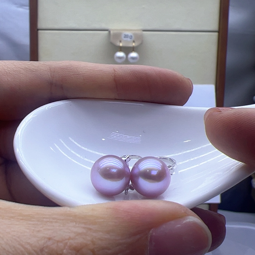 淡水珍珠耳饰银S925镶嵌