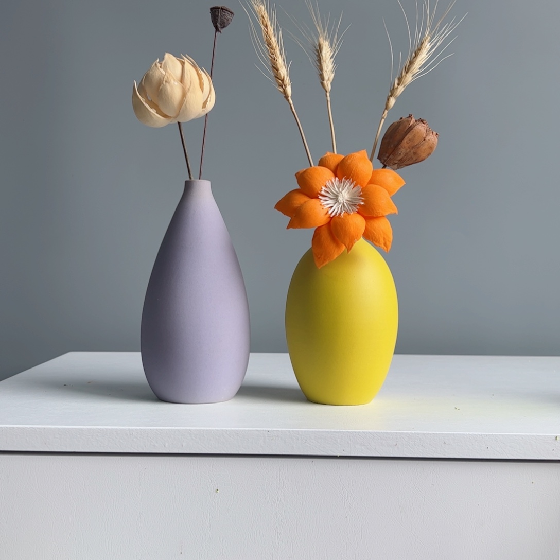 摆件陶瓷小花瓶摆件含花总高约20-30cm