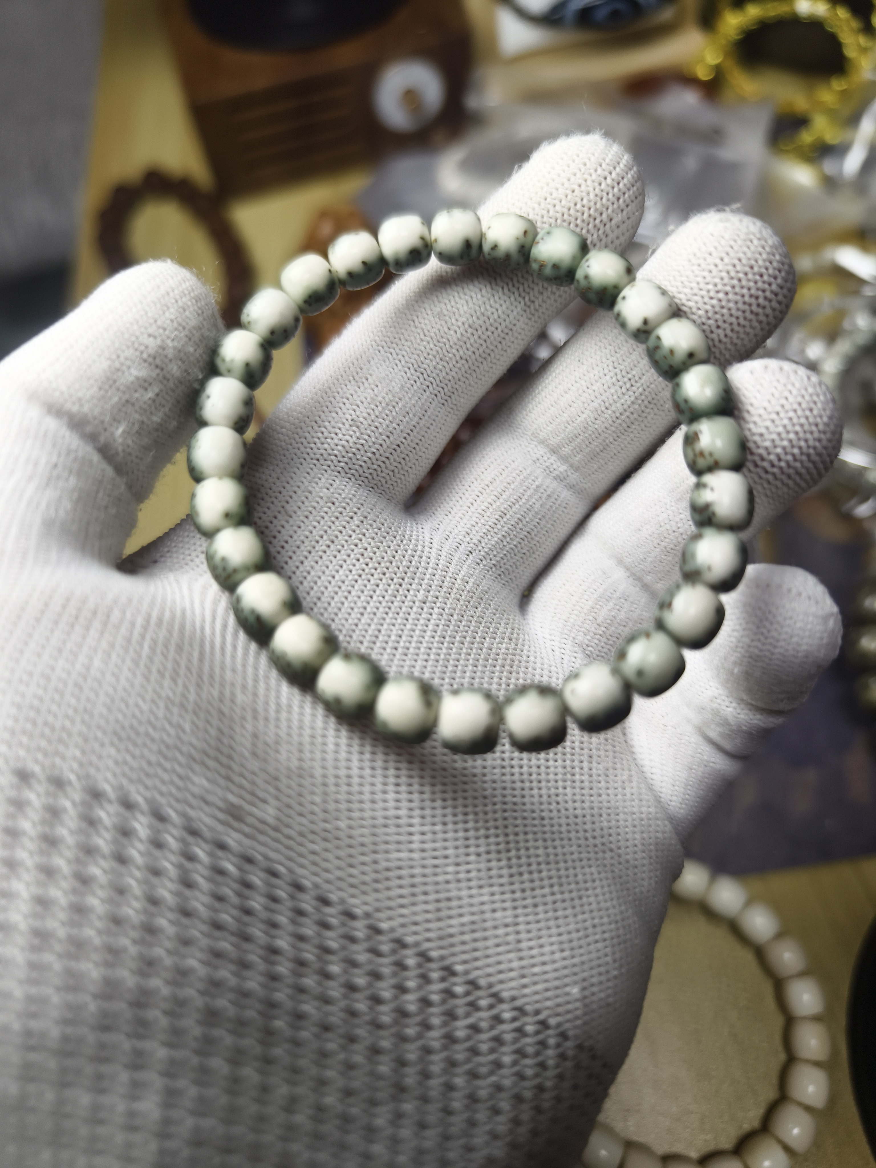 天然星月菩提石玉料满绿