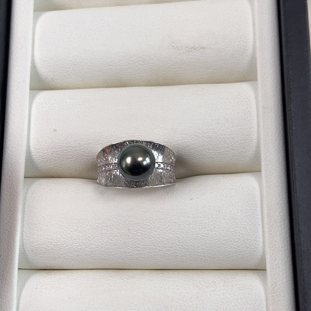 海水珍珠戒圈银S925镶嵌