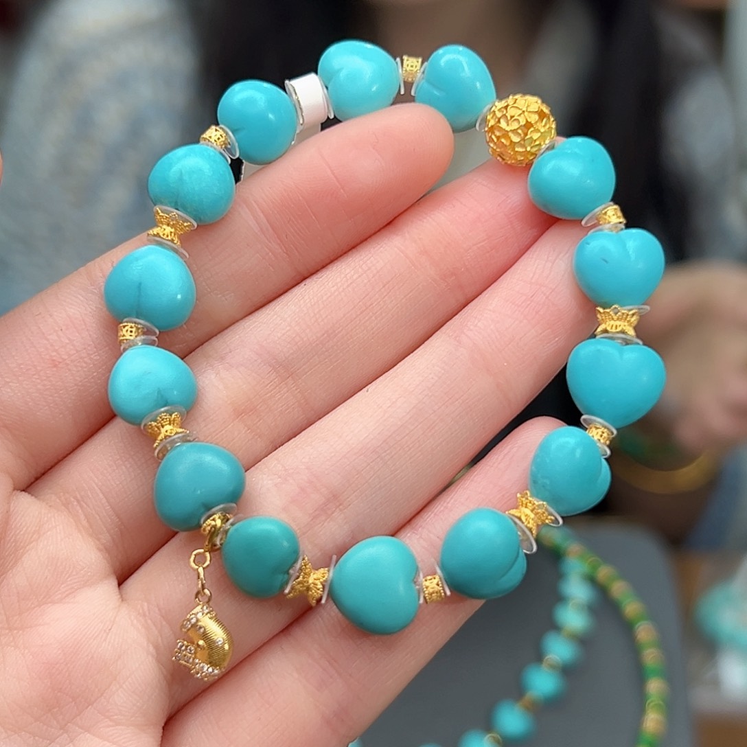 绿松石珠宝奇石18K金镶嵌