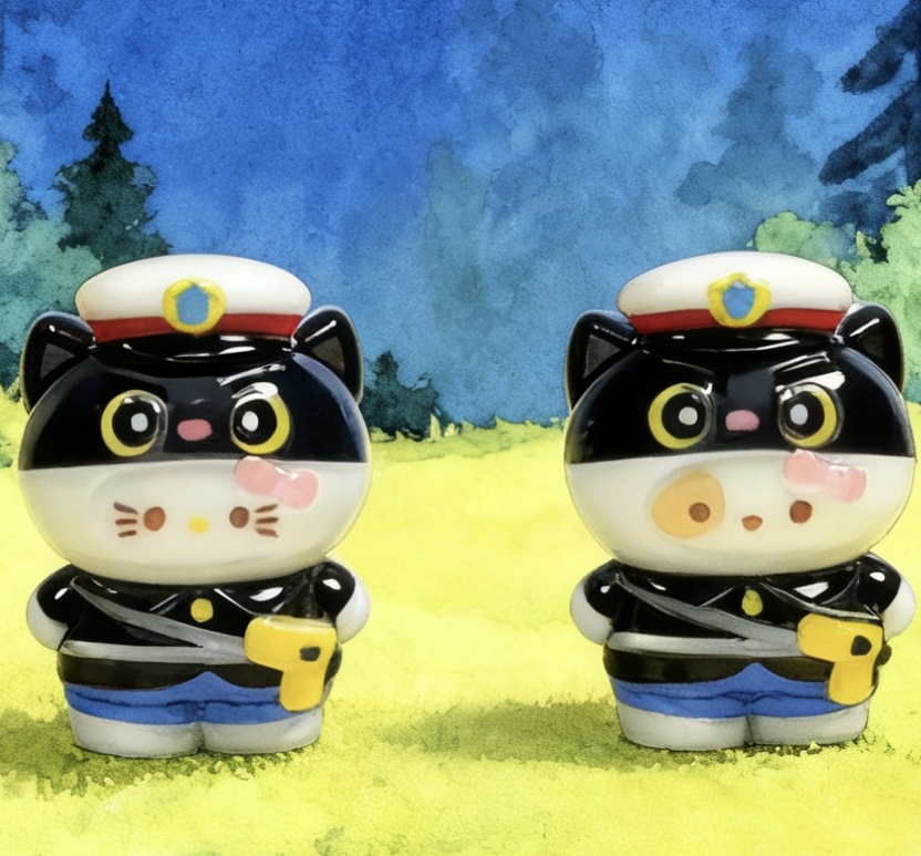 【颖焰定制】黑猫kt和小狗 树脂食玩