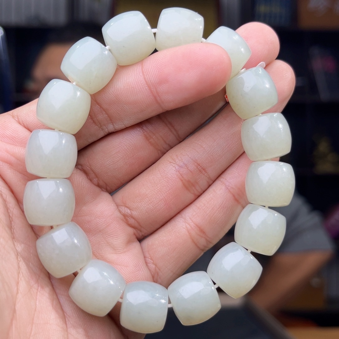 和田玉未镶嵌手串天然和田玉新疆且末山流水料卡14直切