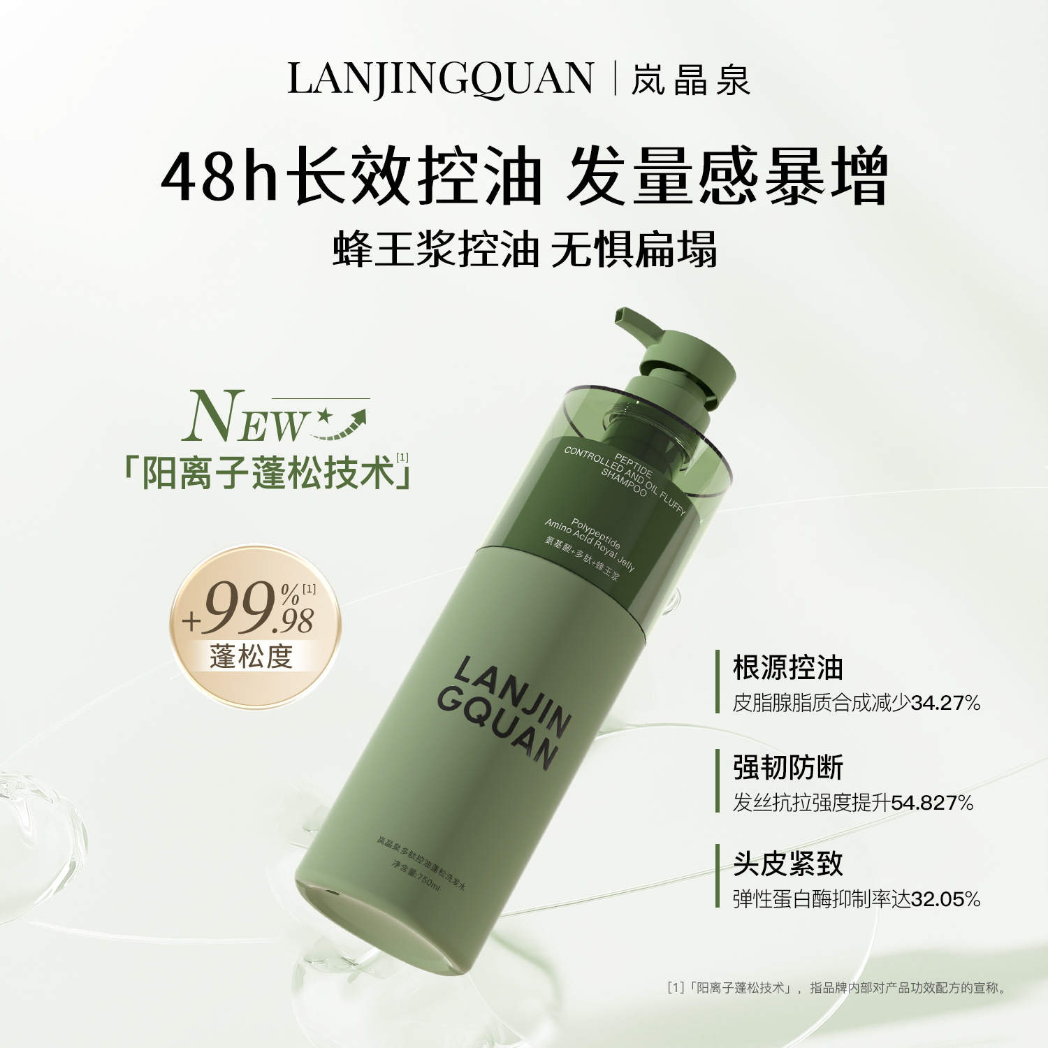 岚晶泉多肽控油蓬松洗发水防断发控油护发