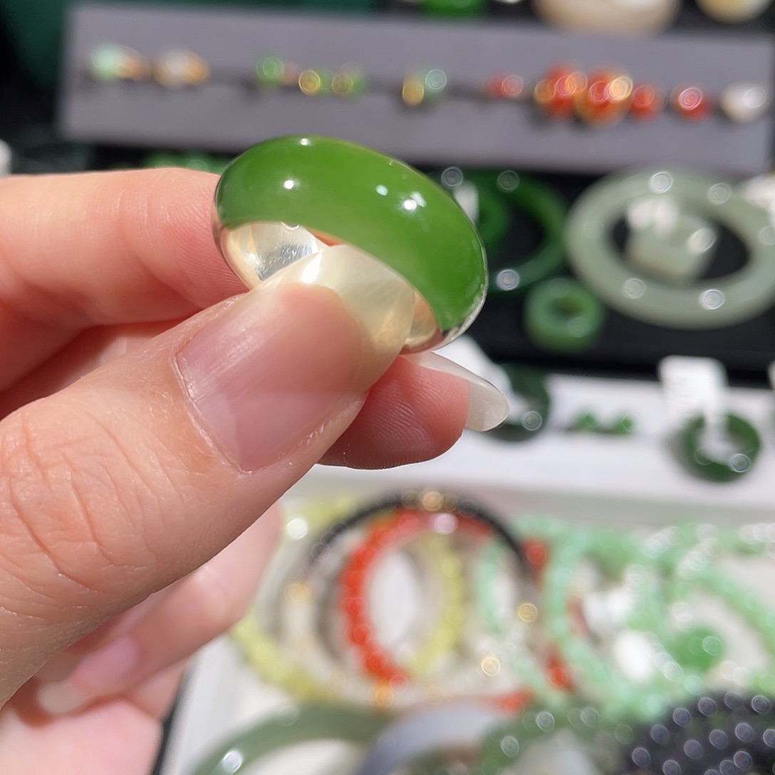 和田玉银S925镶嵌戒指