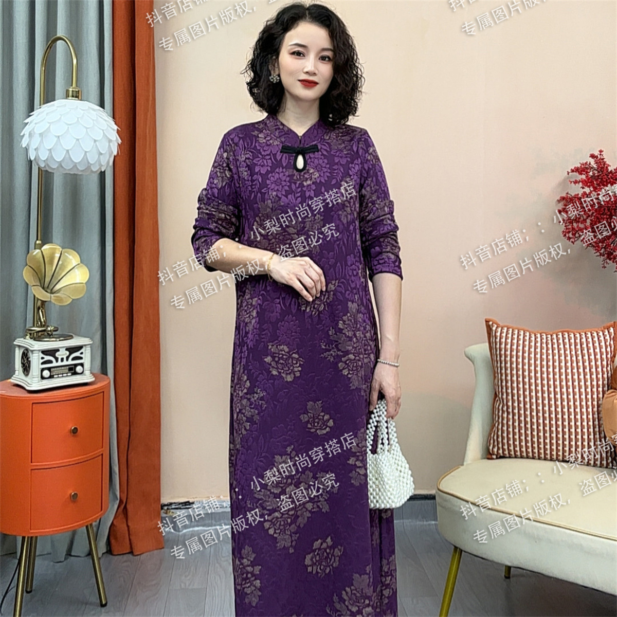 新中式旗袍中国风女装秋季长袖连衣裙百搭喜婆婆妈妈装新款高品质