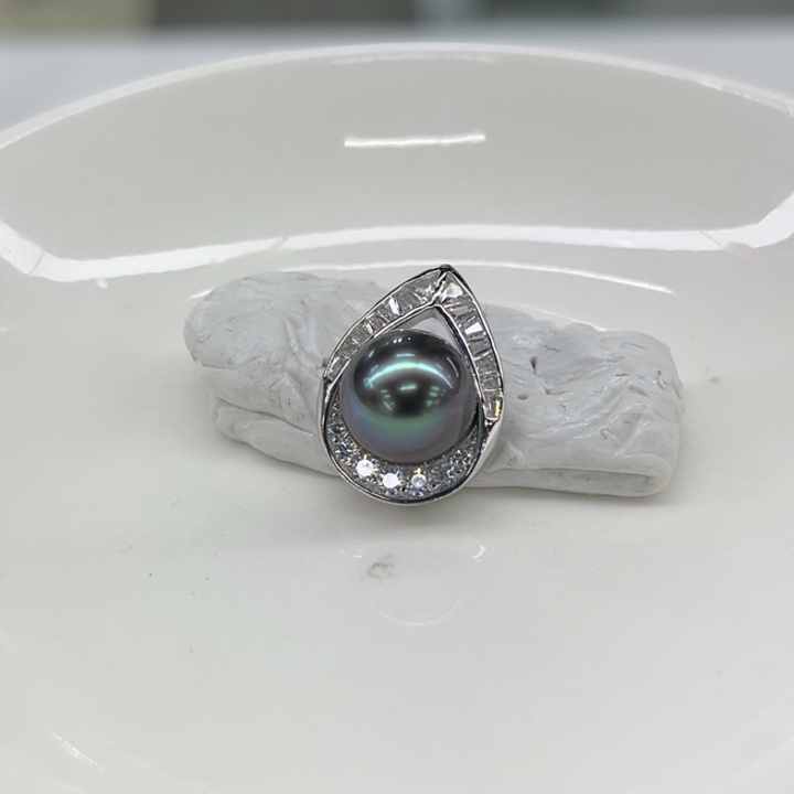 银S925镶嵌吊坠(不含链)海水珍珠9-10m