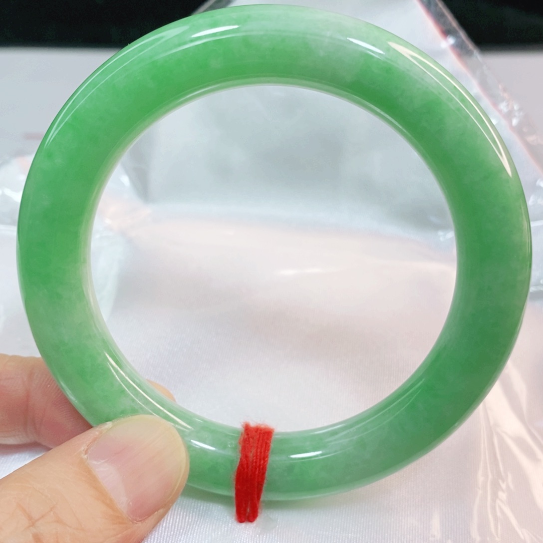 翡翠手镯未镶嵌喵*浪55-57圈口圆条