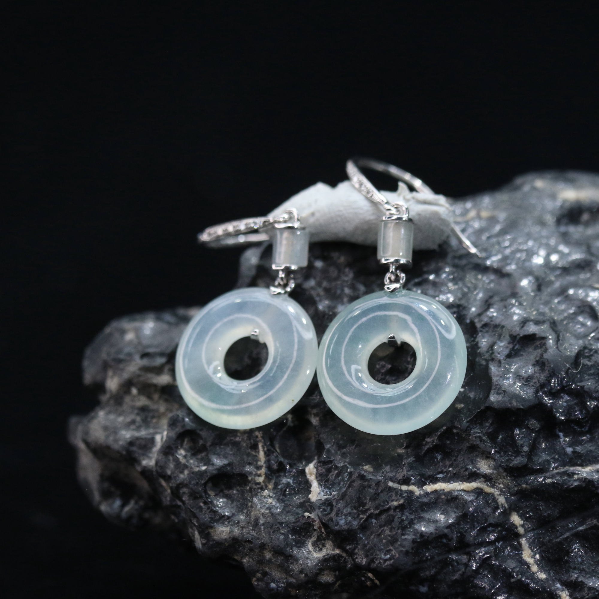 9天然缅甸翡翠A货18k扣子耳钩/301083/上海嘉禾拍卖