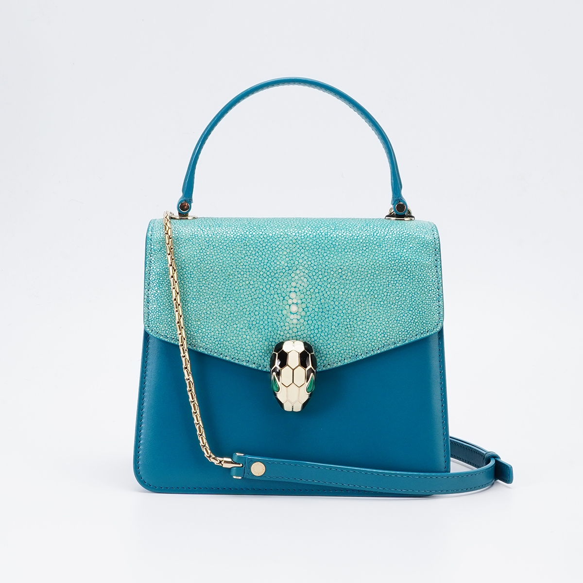 95新 BVLGARI/宝格丽 【一号店】蛇头风琴珍珠鱼小号/BG22012563