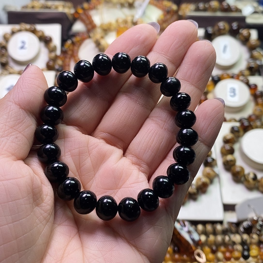 自***气琥珀未镶嵌裸石满天星9m