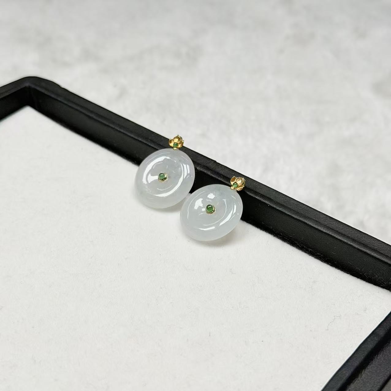 【睿泽赏宝】18K金翡翠平安扣吊坠 多样性发一  16*3mm KLJ121501